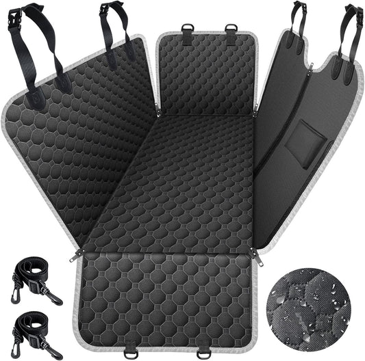 Back Seat Extender for Dogs, Waterproof Dog Car Seat Cover, Sturdy Pets Backseat Protector Full surround and Storage Pocket for Car SUV Truck,Black
