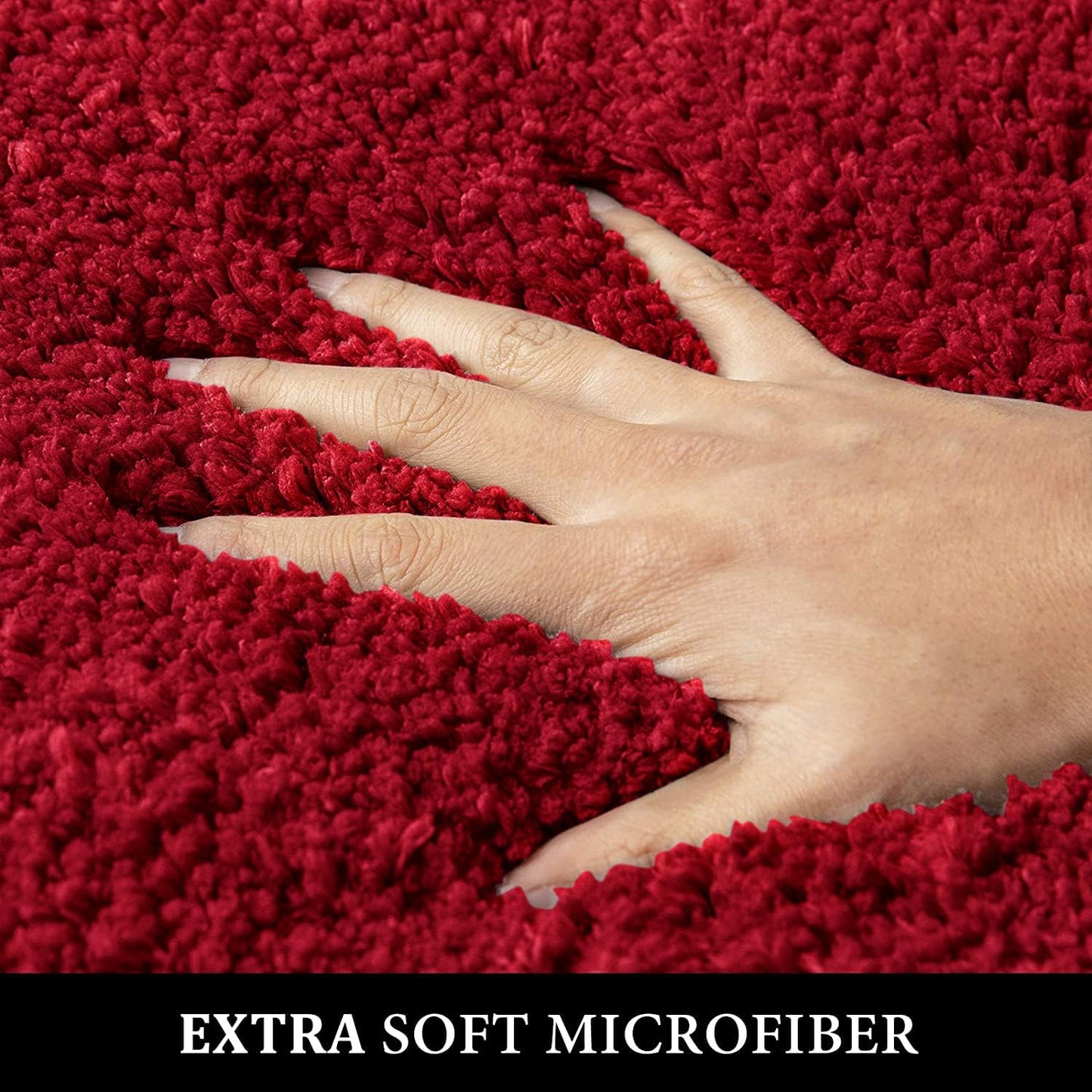 Bath Rug for Bathroom Non Slip Bathroom Mat Water Absorbent Soft Microfiber Shaggy Bathroom Rug Machine Washable Bath Mat,Red