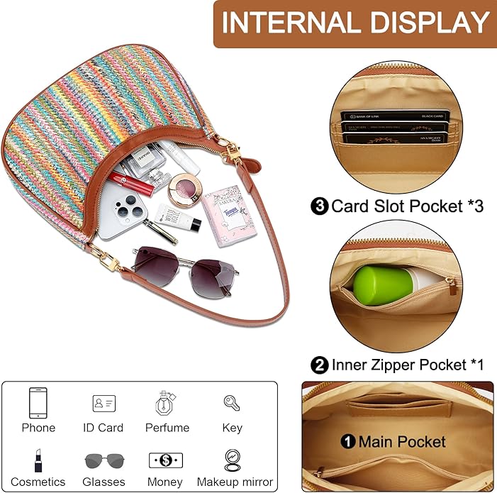 Shoulder Bag for Women Cute Hobo Purses and Handbags Retro Clutch Underarm Purse | Cute, Colorful