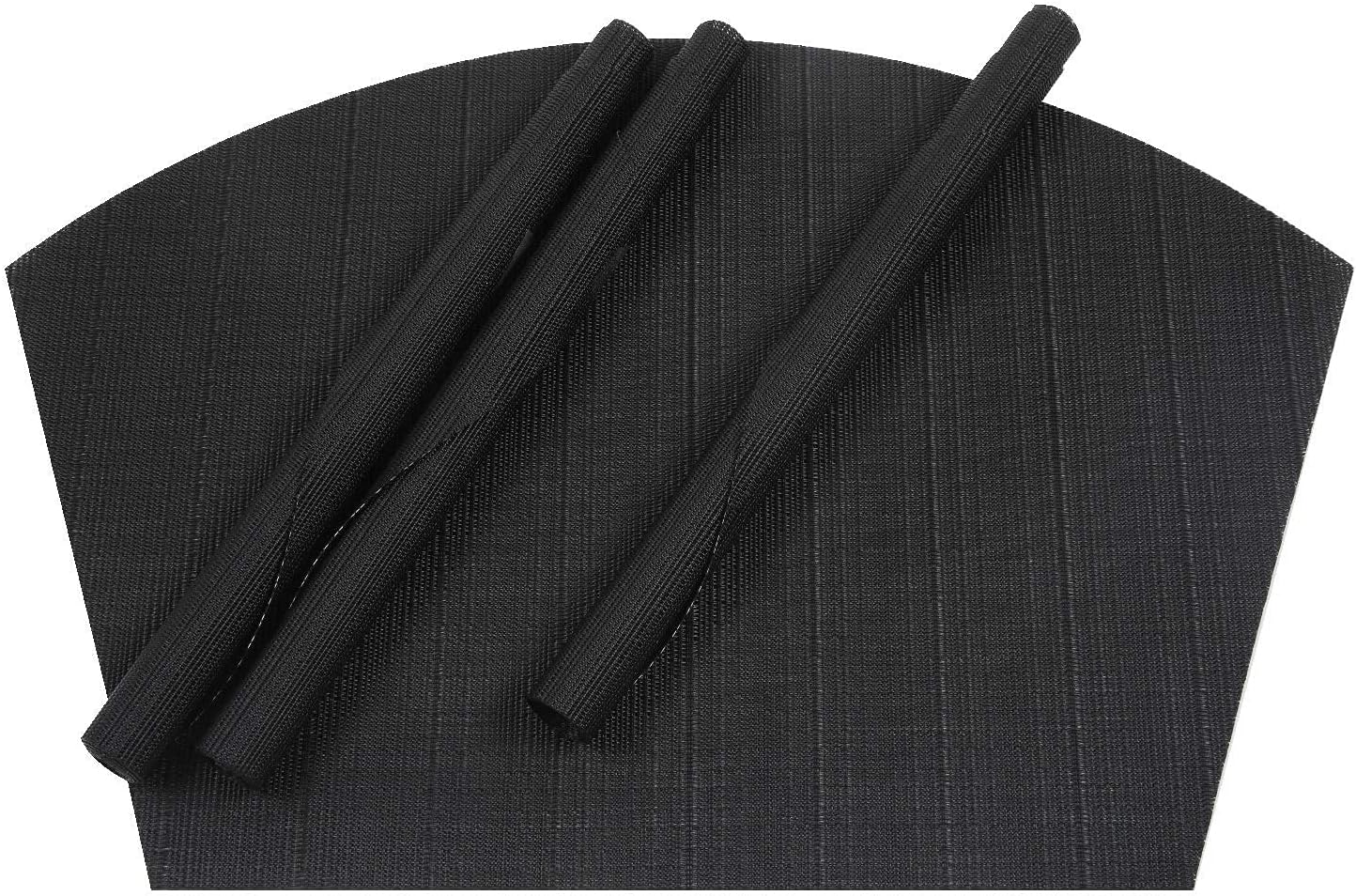 Round Table Placemats Set Wedge Shaped Place Mat with Centerpiece Round Mat Heat Resistant Table Mats Washable, Black