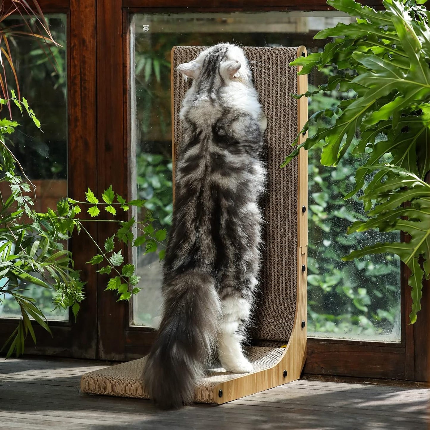 Cat Scratcher, L Shape Cat Scratch Pad Wall Mounted, Cat Scratching Cardboard with Ball Toy for Indoor Cats