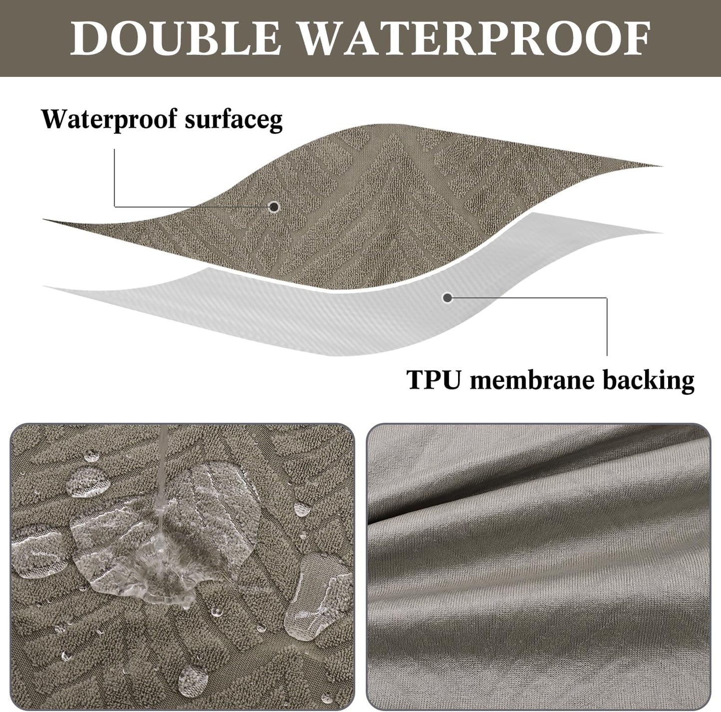 Dining Bench Cover Waterproof, Washable Long Bench Covers Slipcover, Stretch Rectangle Bench Seat Covers for Living Rooms, Bedroom, Kitchen, Piano Bench Cover, Taupe