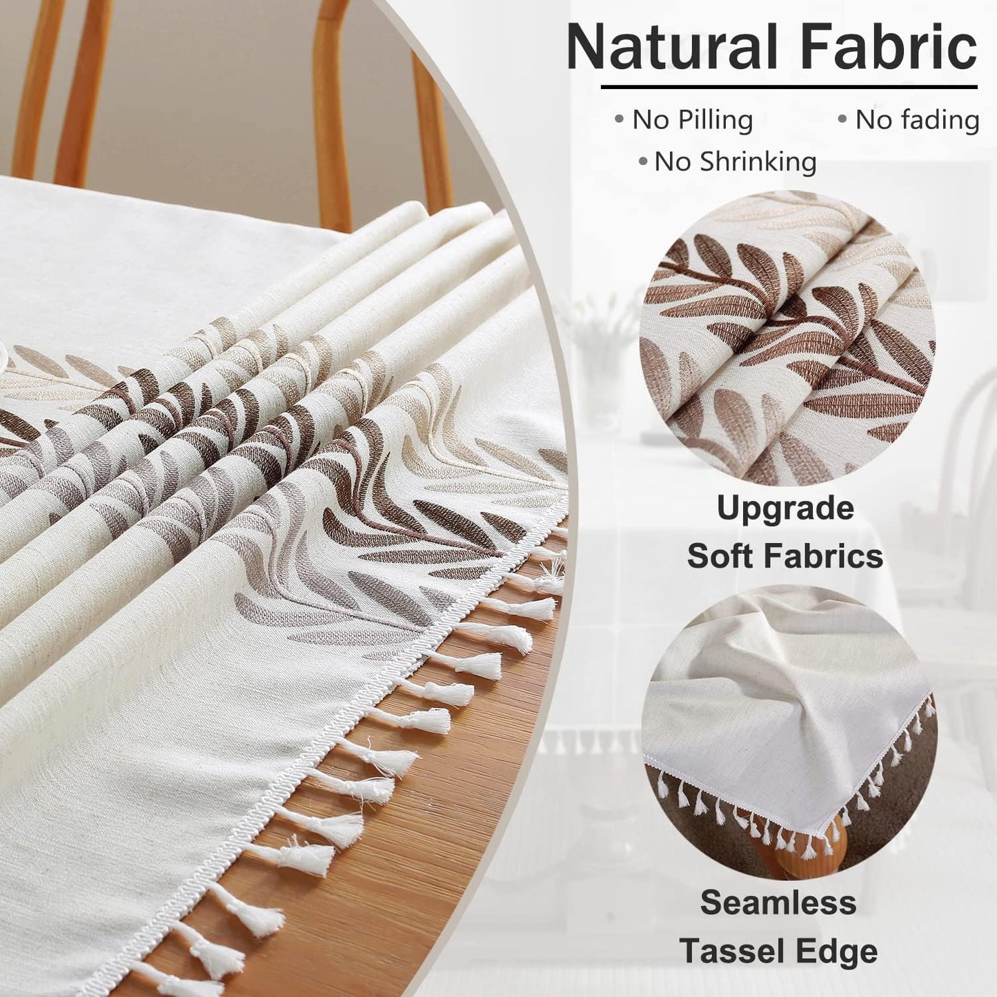 Tablecloths, Waterproof Table Cloth, Linens Wrinkle Free Anti-Fading, Rustic Table Cover Decoration for Kitchen Dinning Christmas,Leaf