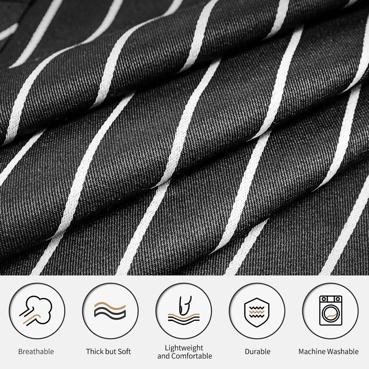 2 Pack Kitchen Cooking Aprons, Adjustable Bib Soft Chef Apron with 2 Pockets for Men Women(Black/Black)