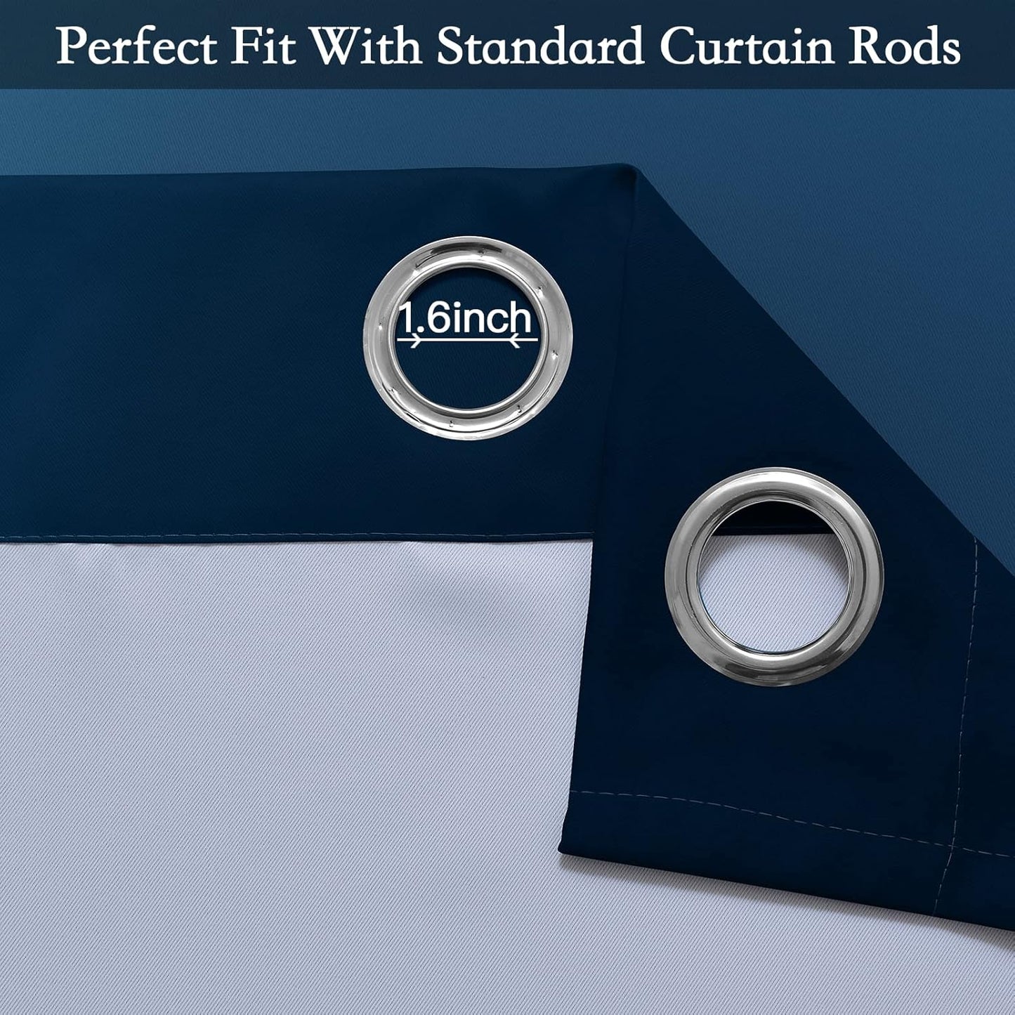 Ombre Room Darkening Curtains for Bedroom, Light Blocking Thermal Insulated Grommet Window Curtain/Drapes for Living Room,2 Panels,Navy&White