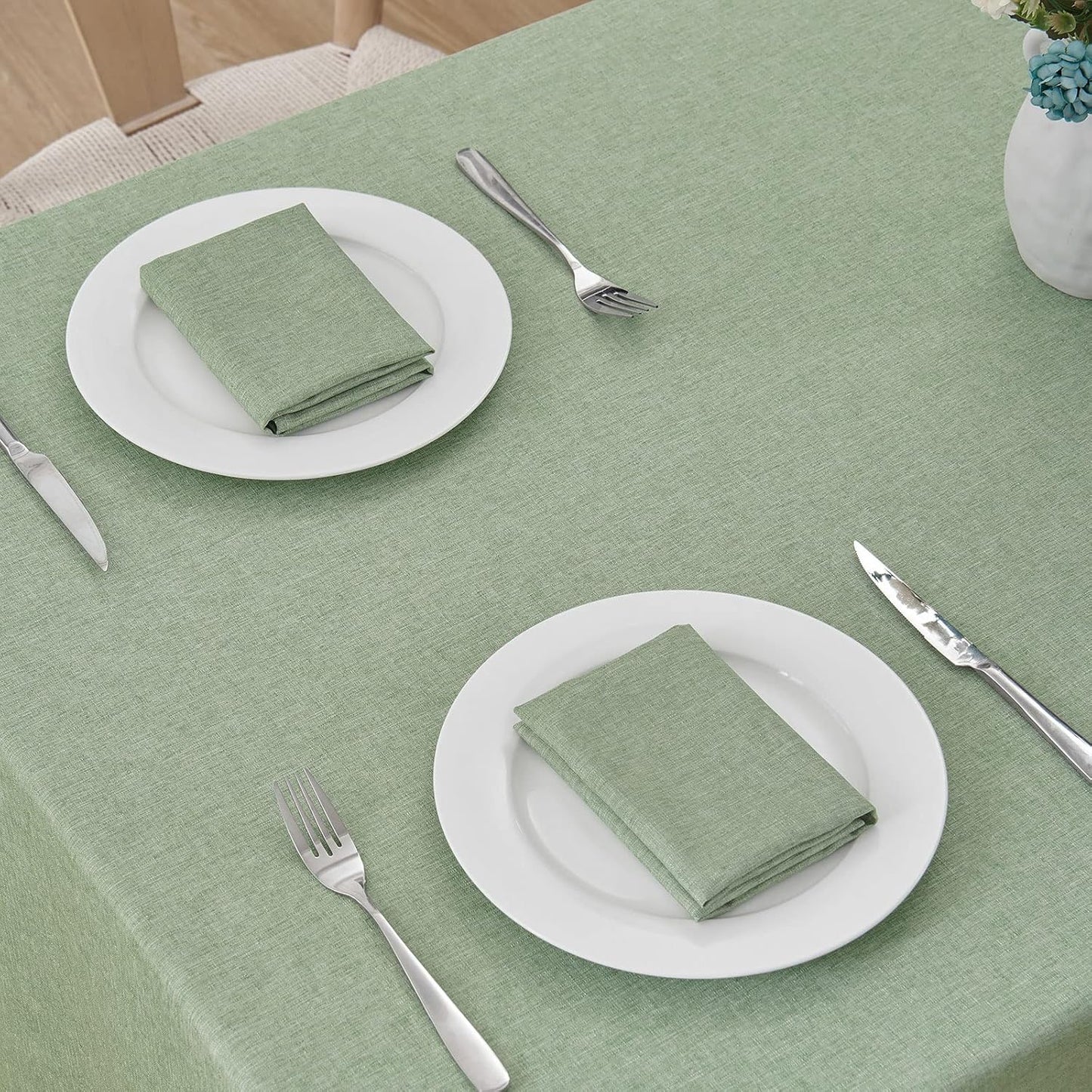 Tablecloths, Waterproof Table Cloth, Linens Wrinkle Free Anti-Fading, Rustic Table Cover Decoration for Kitchen Dinning Christmas,Green