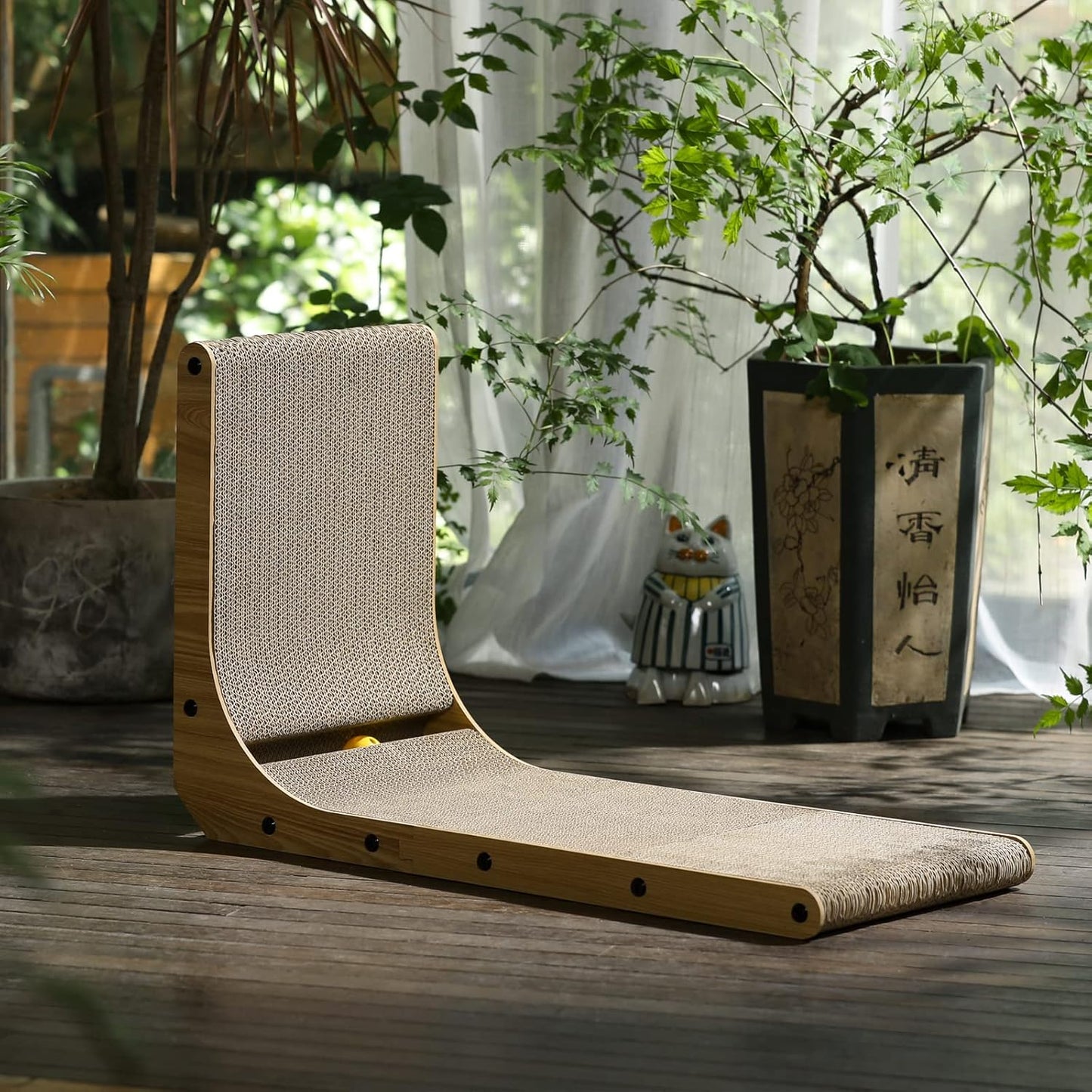 Cat Scratcher, L Shape Cat Scratch Pad Wall Mounted, Cat Scratching Cardboard with Ball Toy for Indoor Cats