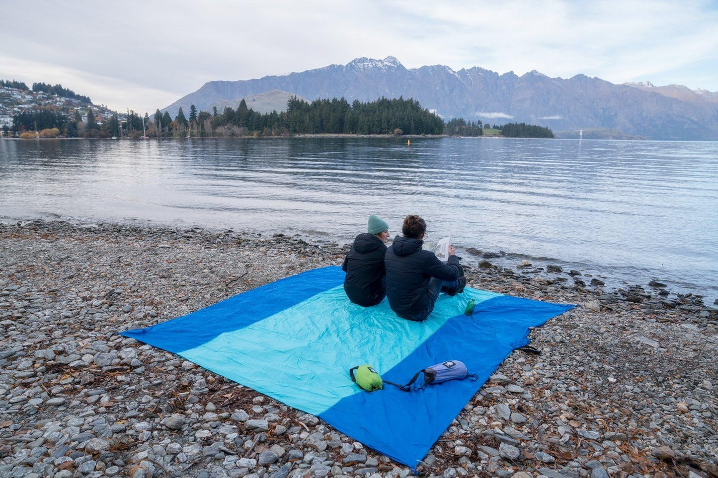 Extra Large Beach Blanket Waterproof Sandproof with 4 Stakes, Easy to Clean, Lightweight ,Fast