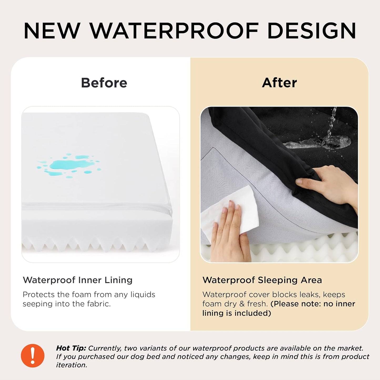Dog Bed - Washable Small Medium Dog Cat Bed Waterproof, Comfort Cats Couch Sofa with Washable Removable Cover, Pets Bed with Nonskid Bottom, Black