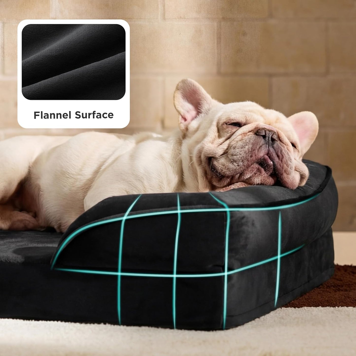 Dog Bed - Washable Small Medium Dog Cat Bed Waterproof, Comfort Cats Couch Sofa with Washable Removable Cover, Pets Bed with Nonskid Bottom, Black