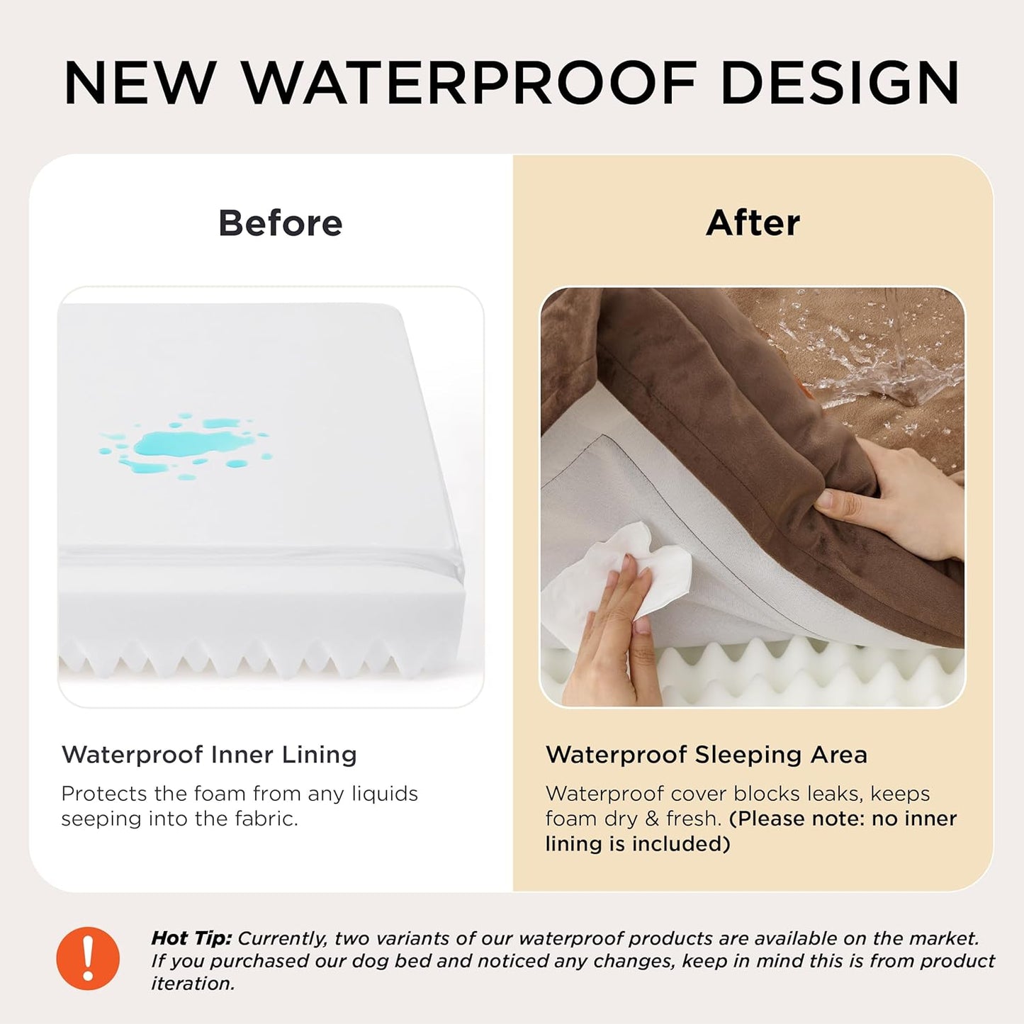 Dog Bed - Washable Small Medium Dog Cat Bed Waterproof, Comfort Cats Couch Sofa with Washable Removable Cover, Pets Bed with Nonskid Bottom, Brown