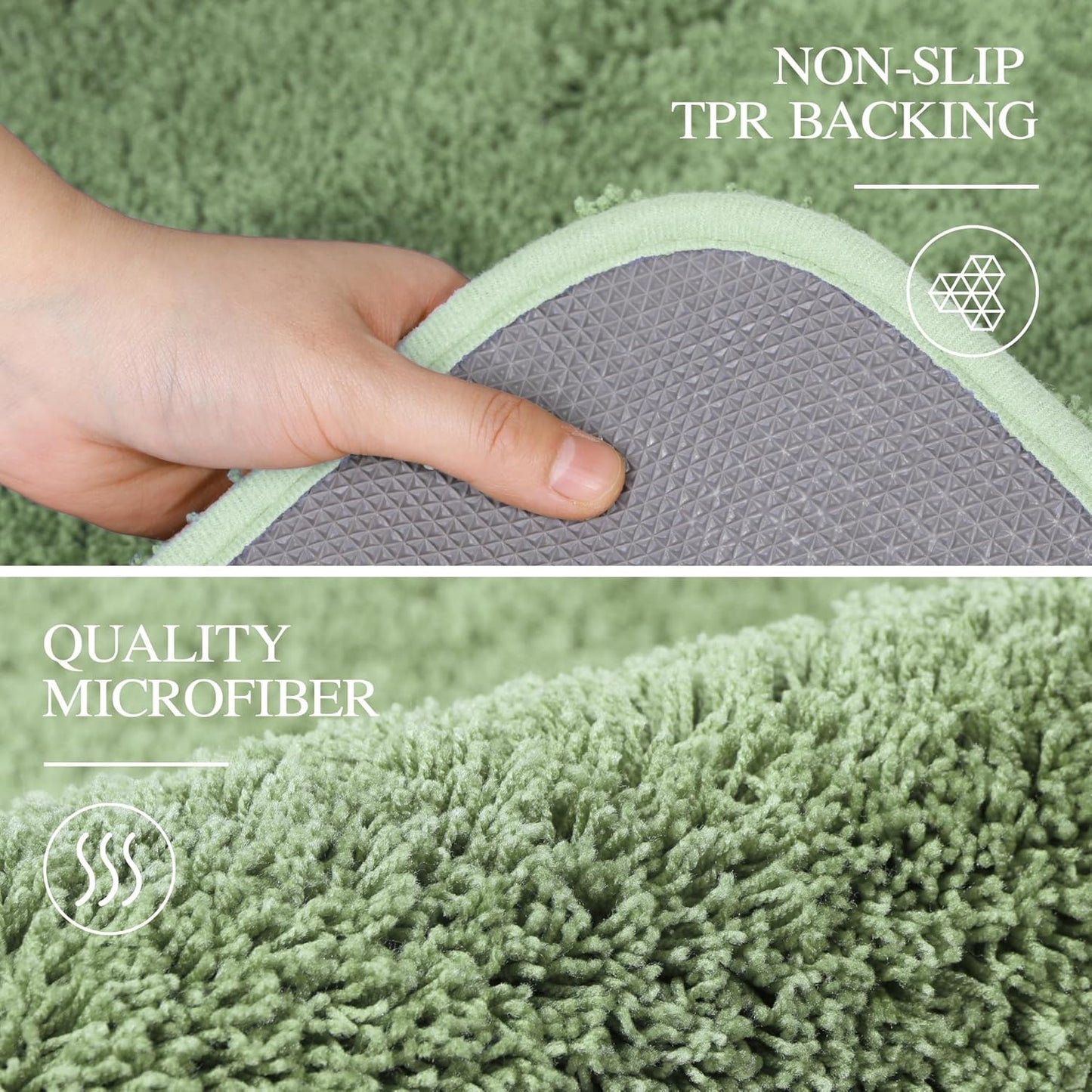 Bath Rug for Bathroom Non Slip Bathroom Mat Water Absorbent Soft Microfiber Shaggy Bathroom Rug Machine Washable Bath Mat,Green