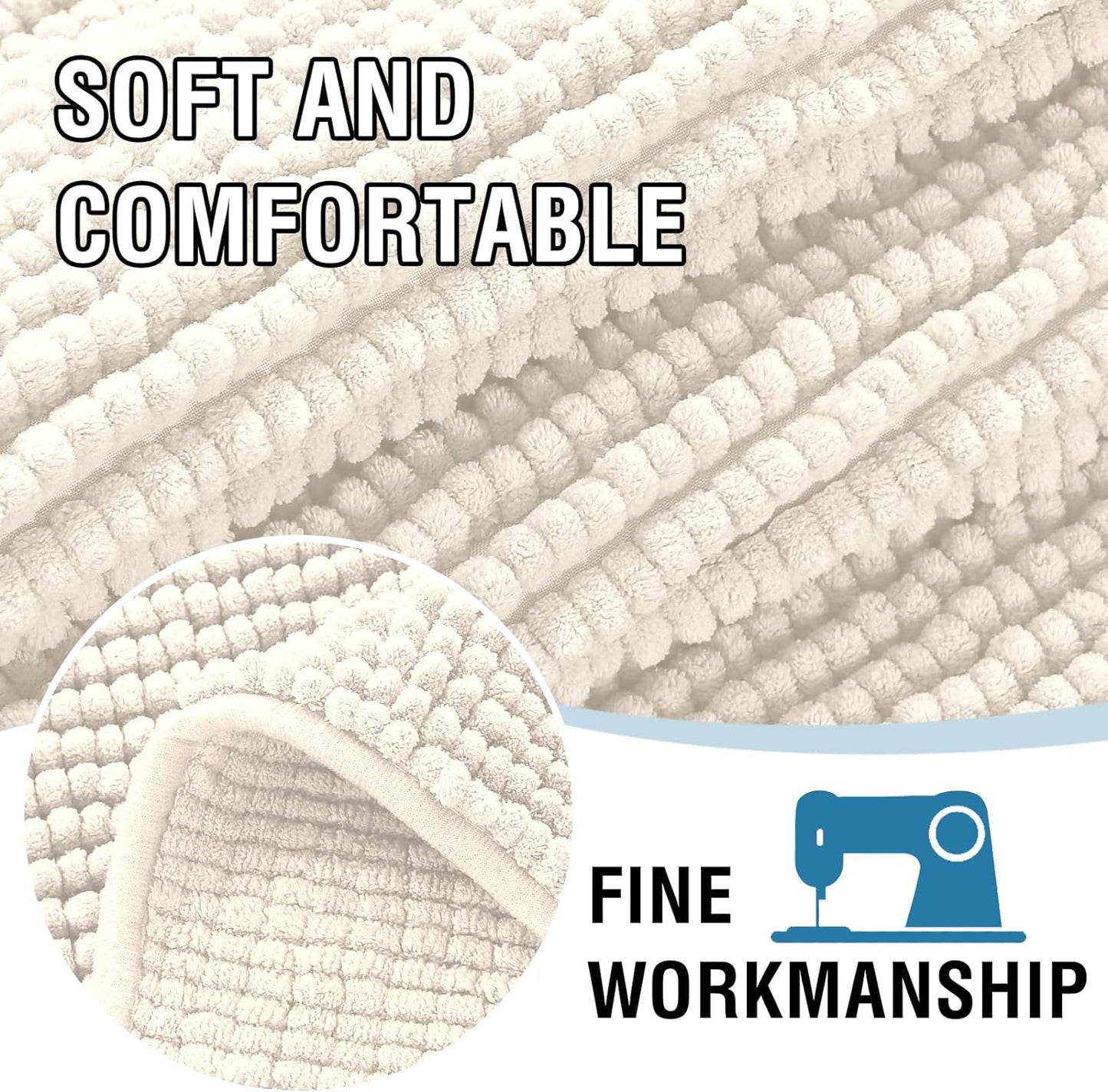 Plush Chenille Dog Bed Cover Thick Soft Sofa Cover for Cushion Couch Anti Slip Couch Cover Water Resistant Furniture Protector for Dog, Pet, Cat,Ivory