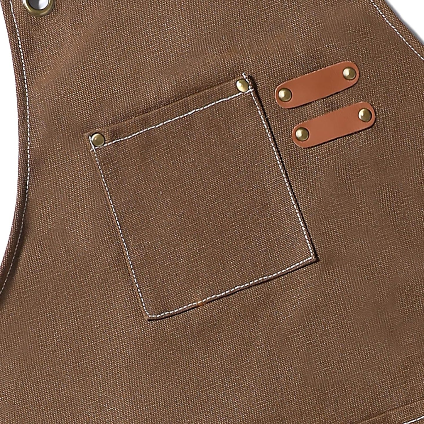 Chef Aprons for Men Women with Oversized Pockets,Cotton Canvas Cross Back Heavy Duty Work Apron,Brown