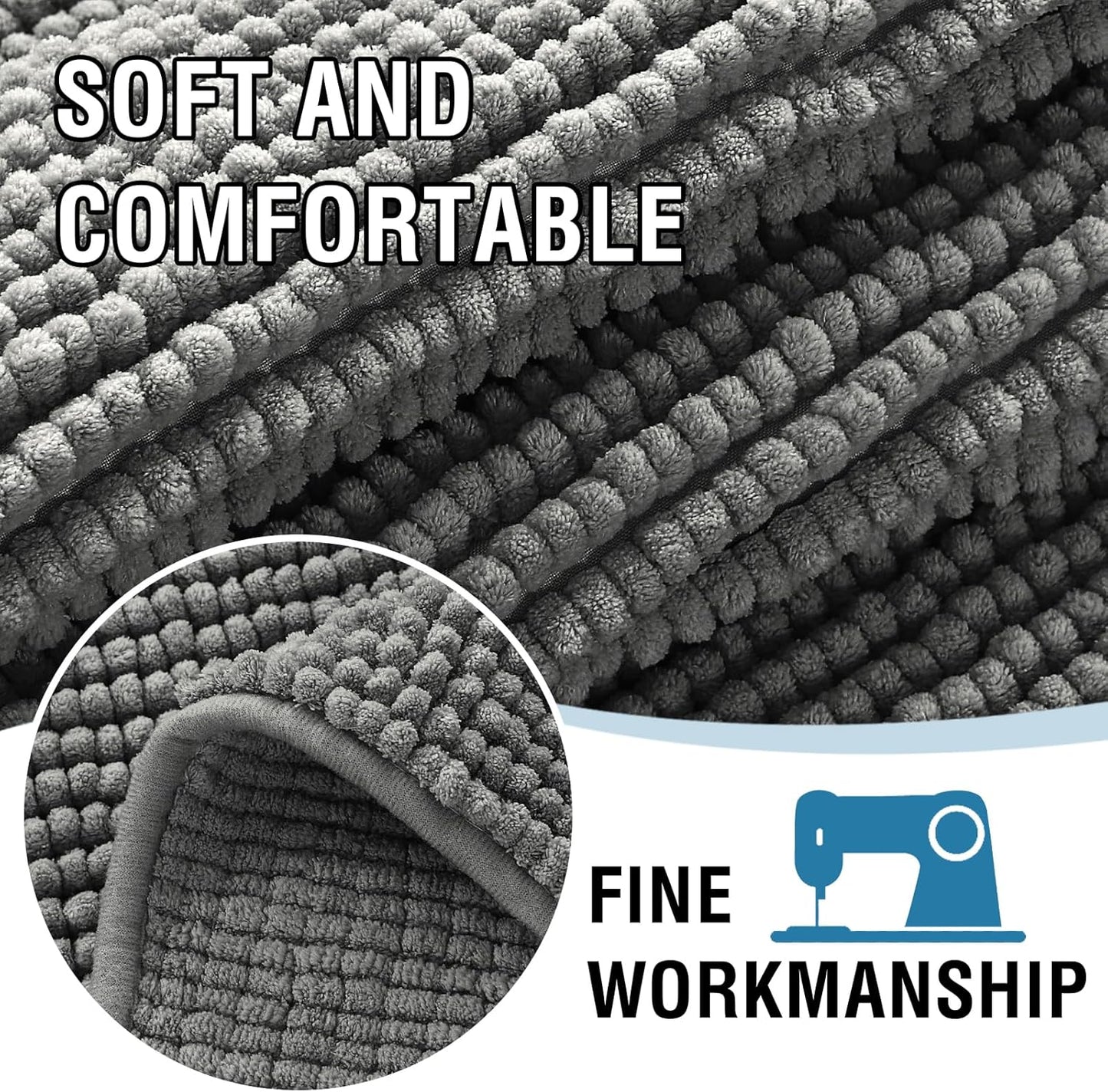 2 Packs Plush Chenille Couch Armrest Cover Thick and Soft Sofa Covers Water Resistant Furniture Protector Cover for Pets,Grey