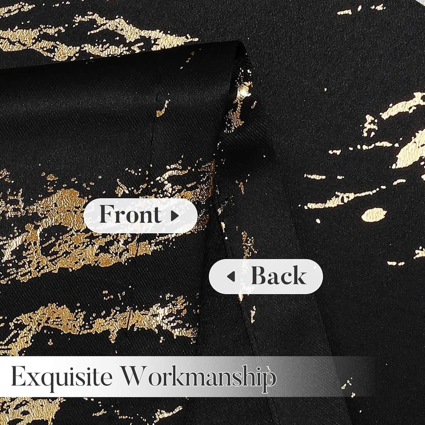 90% Blackout Curtains 2 Panels, Gold Marble Patterned Blackout Curtains Thermal Insulated Room Darkening Drapes for Living Room ,Black