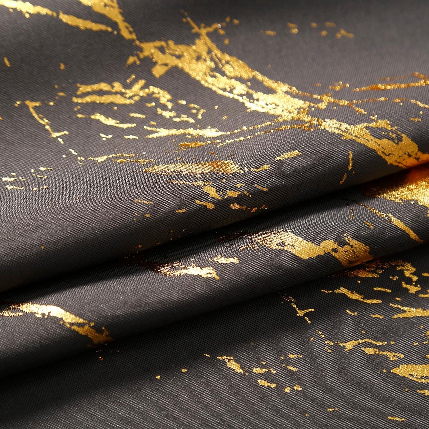 90% Blackout Curtains 2 Panels, Gold Marble Patterned Blackout Curtains Thermal Insulated Room Darkening Drapes for Living Room ,Grey