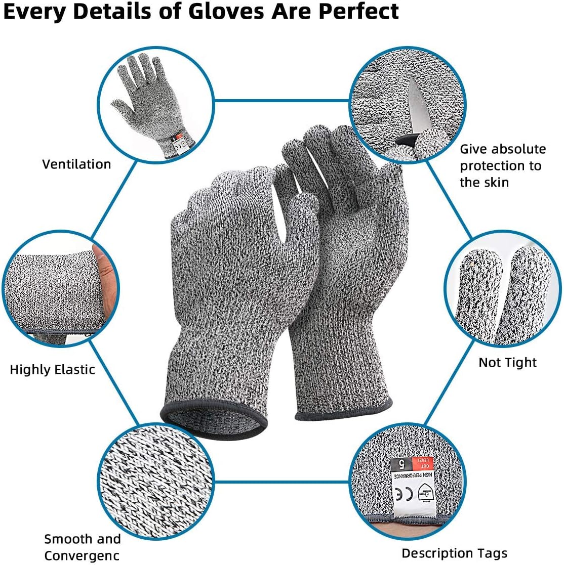   Cut Resistant Work Gloves for Women and Men Level 5 Protection, Safety Kitchen Cut Gloves for Chef Oyster Shucking Mandolin Meat Cutting (Medium‌5-pairs),Pink