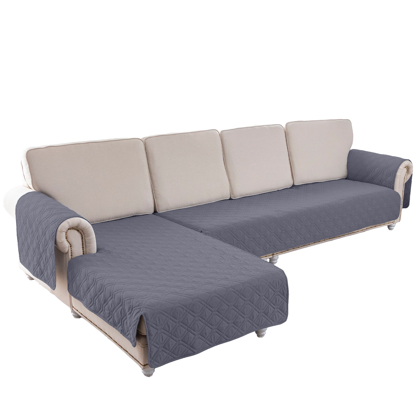 L Shape Sectional Couch Covers 2-Piece 100% Waterproof Pet Couch Covers for Sectional Sofa Washable(Left Chaise + 2/3 Seat Sofa,Grey )