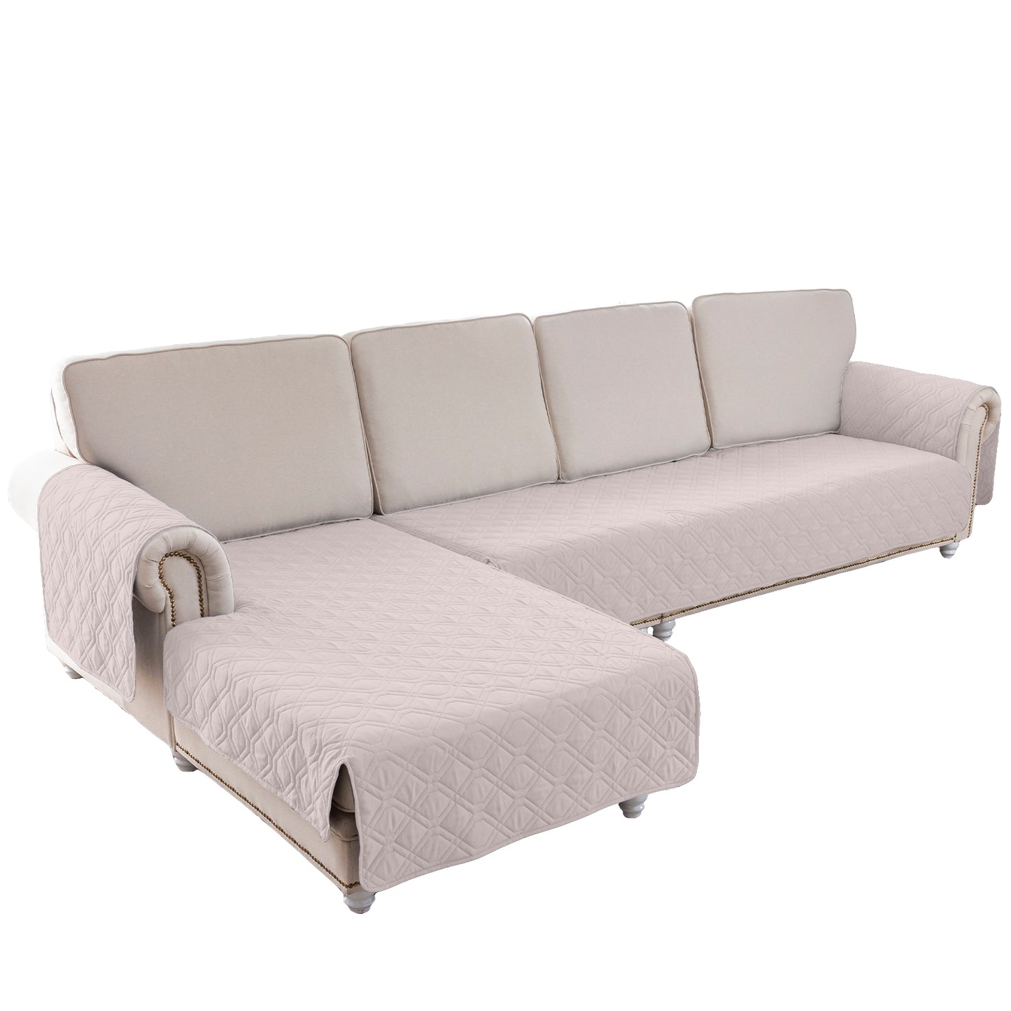 L Shape Sectional Couch Covers 2-Piece 100% Waterproof Pet Couch Covers for Sectional Sofa Washable(Left Chaise + 2/3 Seat Sofa,Khaki )