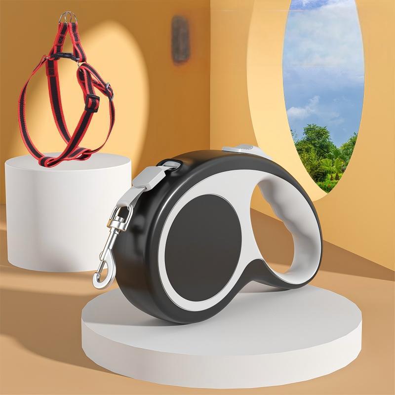 360° Tangle-Free Retractable Dog Leash With Dog Chest Hanging | 16 ft Strong Nylon Tape | One-Handed Brake, Pause, Lock,Black