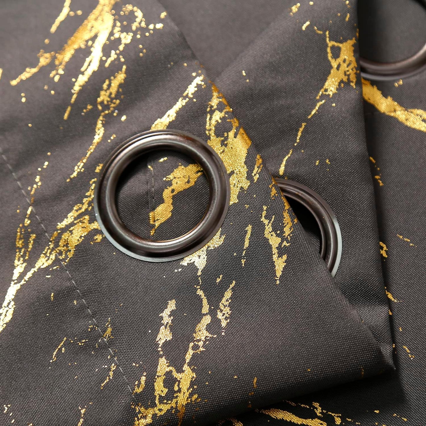 90% Blackout Curtains 2 Panels, Gold Marble Patterned Blackout Curtains Thermal Insulated Room Darkening Drapes for Living Room ,Grey