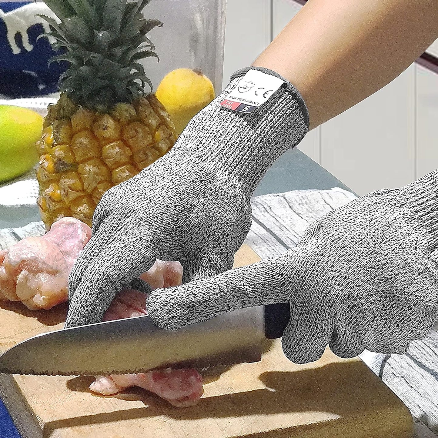   Cut Resistant Work Gloves for Women and Men Level 5 Protection, Safety Kitchen Cut Gloves for Chef Oyster Shucking Mandolin Meat Cutting (Medium‌5-pairs),Grey