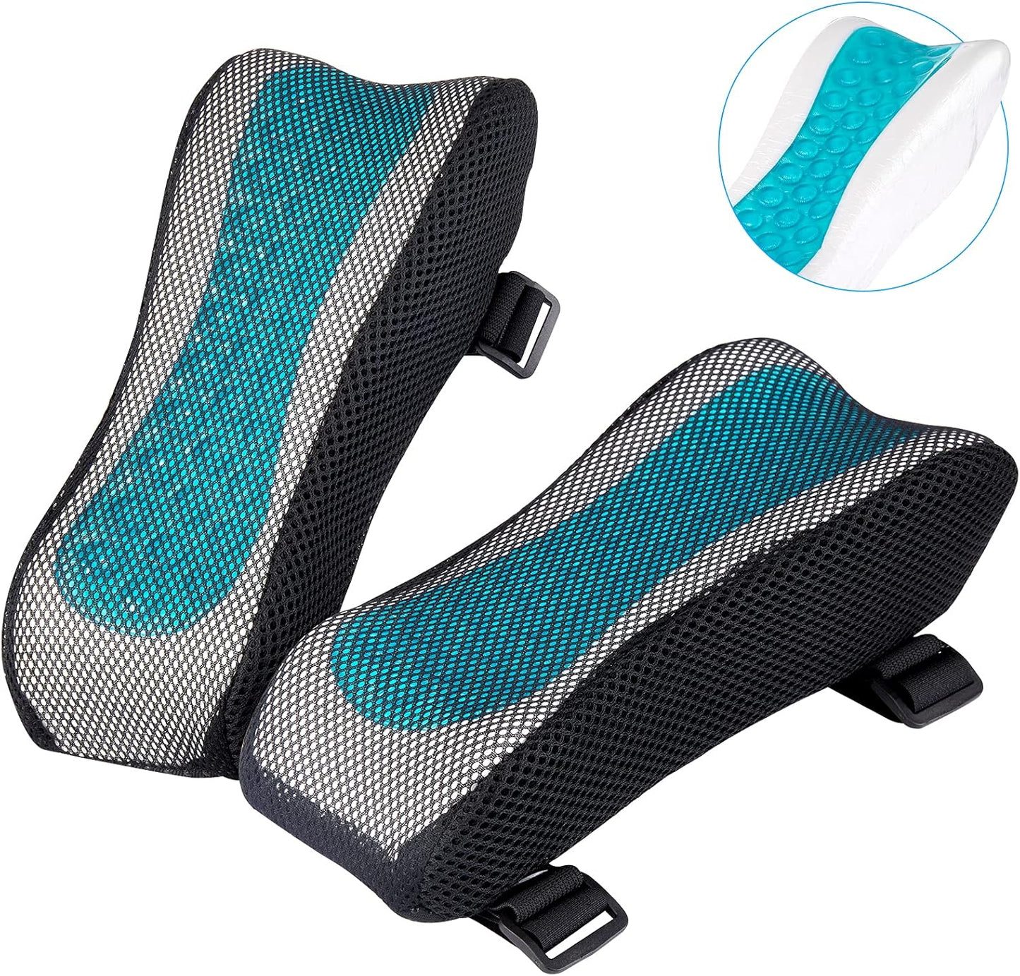 Ergonomic Armrest Pads- Office Chair Arm Rest Cover Pillow - Elbow Support Cushion for Computer, Gaming and Desk Chairs (Set of 2, Mesh Cover)
