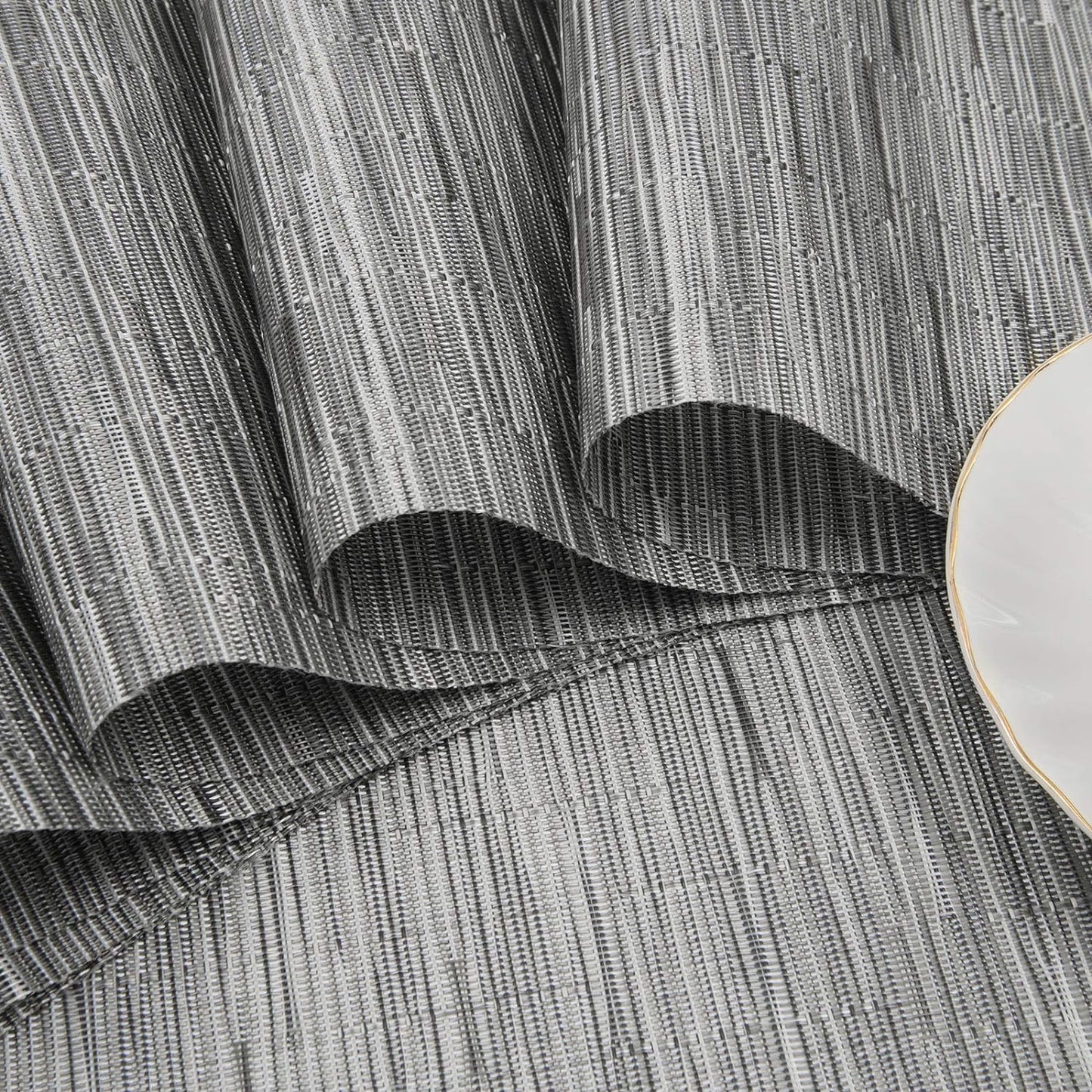 Round Table Placemats Set Wedge Shaped Place Mat with Centerpiece Round Mat Heat Resistant Table Mats Washable, Silver Grey