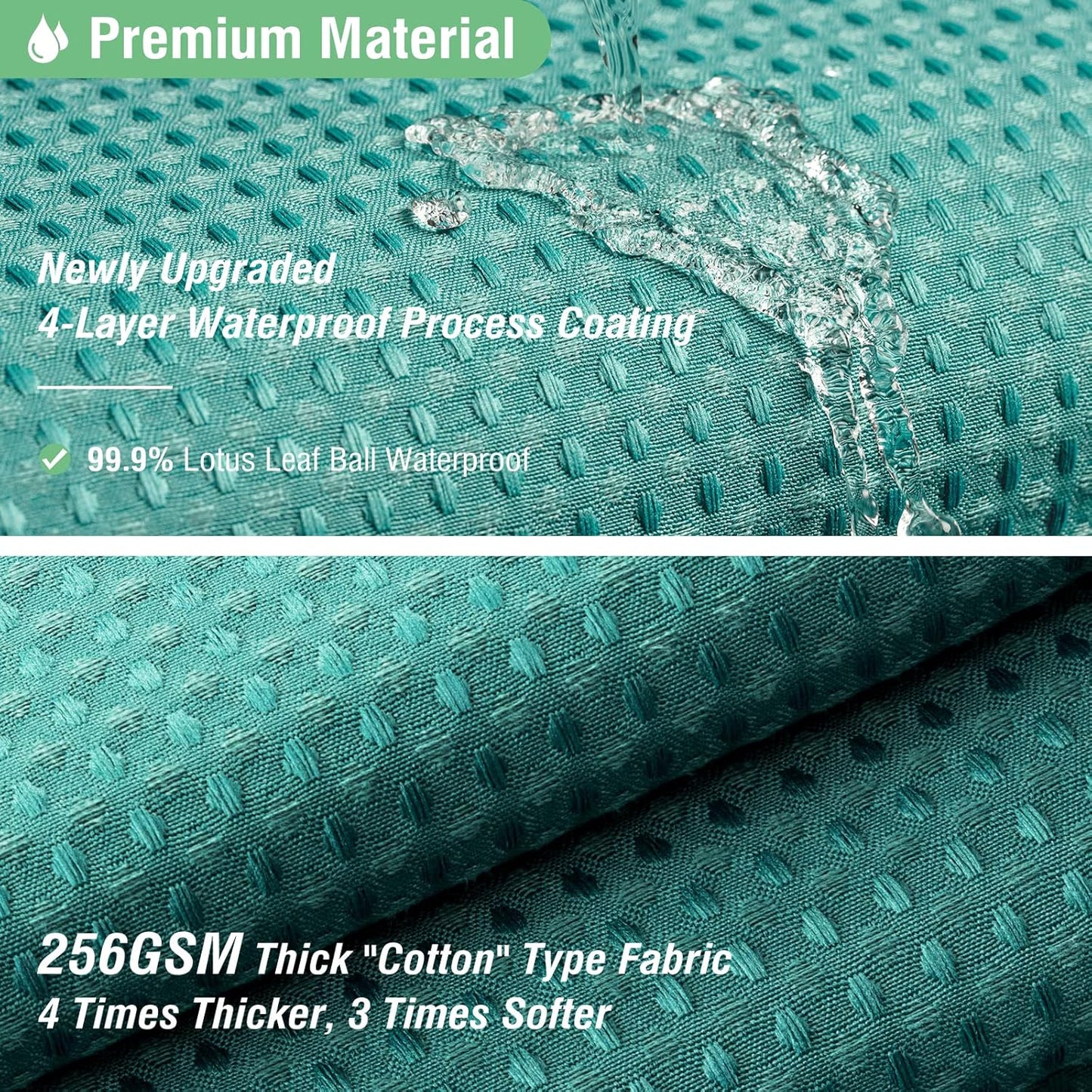 Fabric Shower Curtain - Waffle Weave Weighted Thick Cloth Shower Curtains for Bathroom, Hotel Spa Luxury Bath Curtain Set with 10 Hooks,Seaweed Green