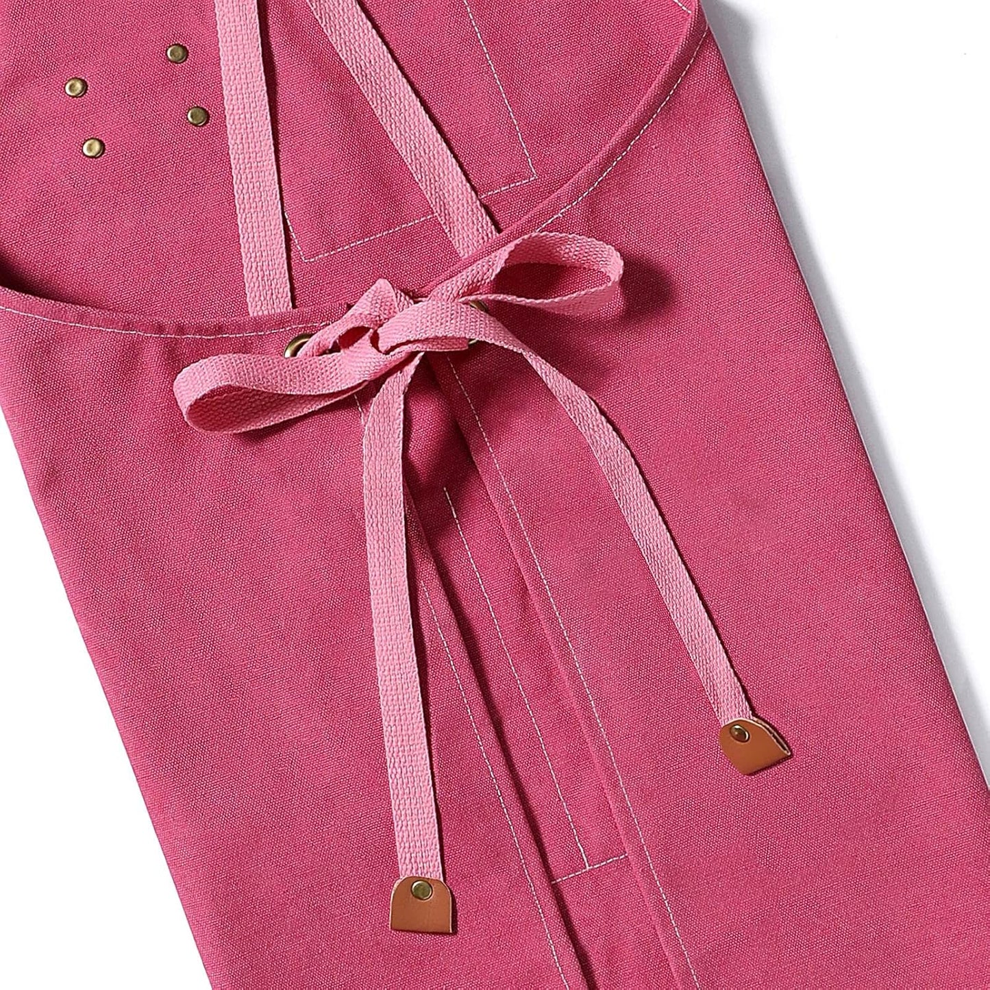 Chef Aprons for Men Women with Oversized Pockets,Cotton Canvas Cross Back Heavy Duty Work Apron,Pink