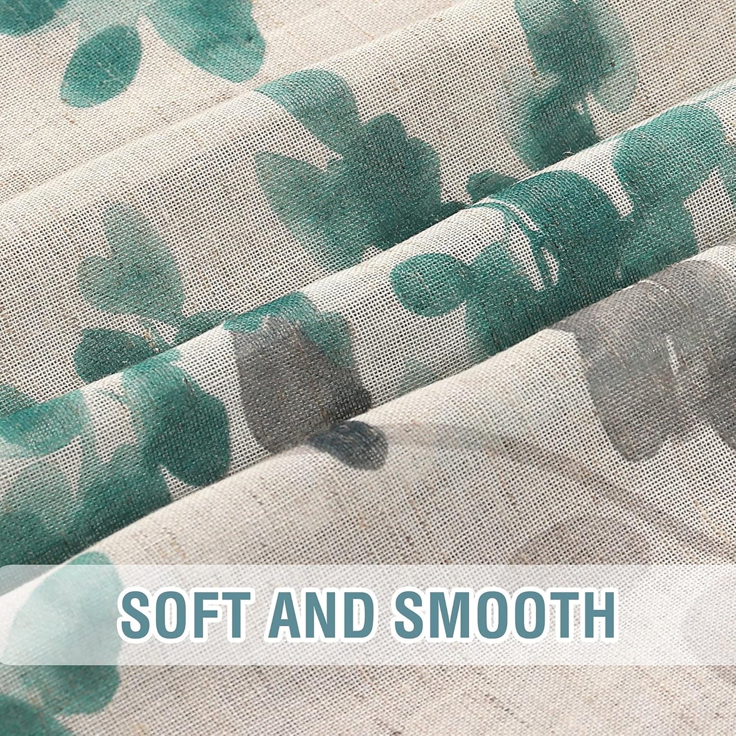 Sheer Linen Curtains Semi Sheer Curtains Draperies for Living Room/Bedroom Vintage Classical Floral Printing Window Treatment Grommet 2 Panels,Grey/Turquoise