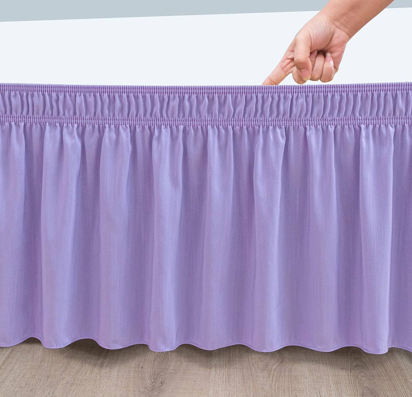 Wrap Around Bed Skirts  15" Drop, Aqua Adjustable Elastic Dust Ruffles Easy Fit Wrinkle & Fade Resistant  Machine Washable ,Lavender