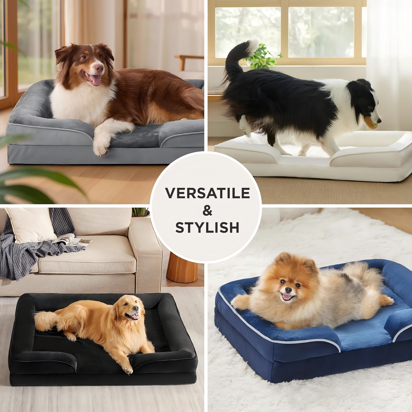 Dog Bed - Washable Small Medium Dog Cat Bed Waterproof, Comfort Cats Couch Sofa with Washable Removable Cover, Pets Bed with Nonskid Bottom, Light Grey