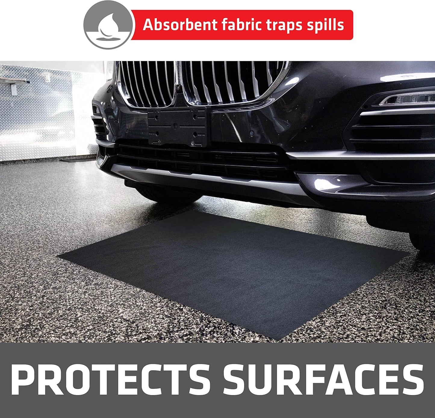 Oil Spill Mat,Premium Absorbent Oil Pad, Reusable, Washable, Durable, Waterproof Backing Contains Liquids, Protects Garage Floor Surface