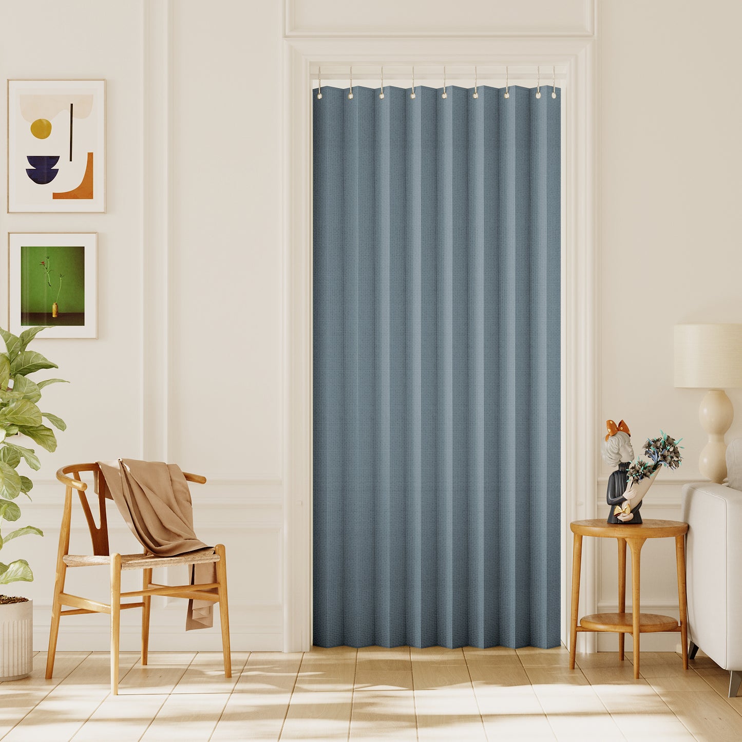 Double-sided Linen ,High shading,2 Panel Rod Pocket Semi Sheer Neutral Country Rustic Farmhouse Organ Curtain Bedroom,Smoke Blue