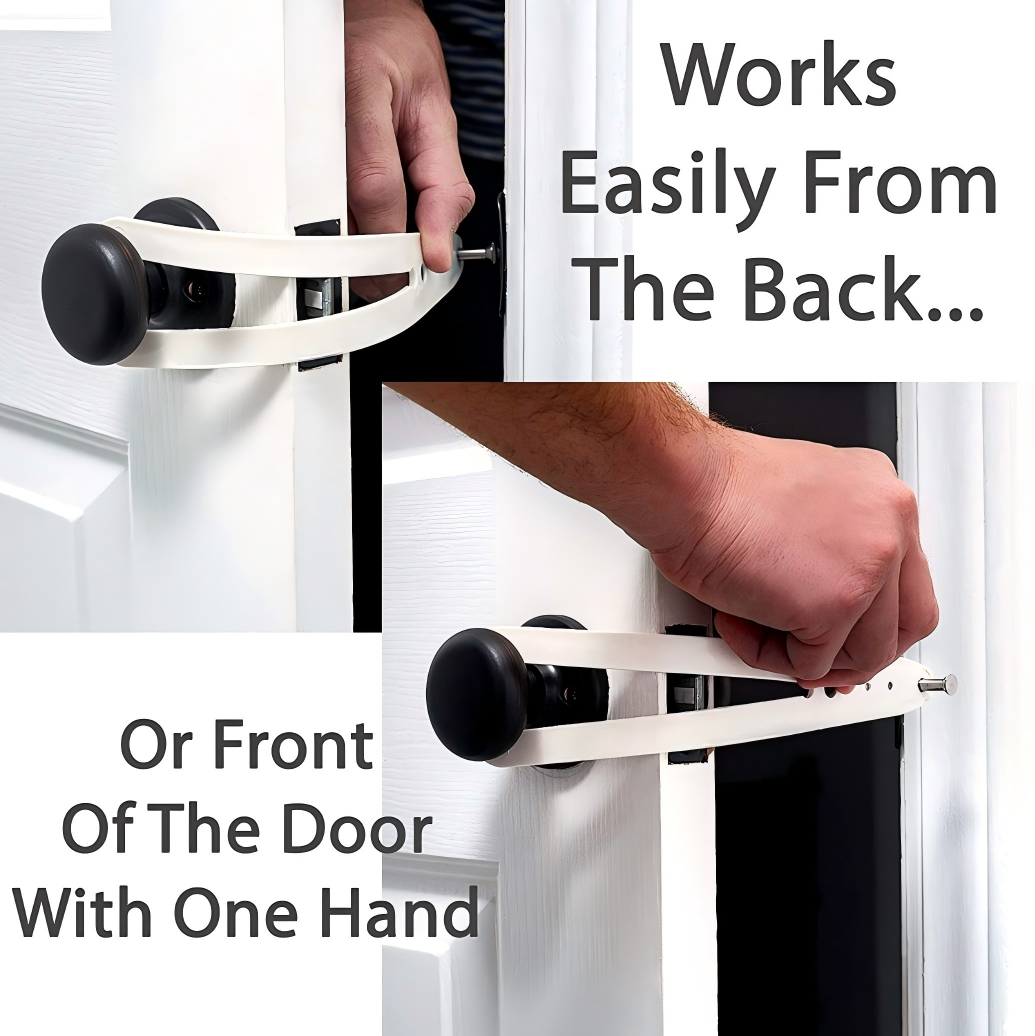 Cat Door Holder Latch - Extra Large Cat Door Alternative Installs Fast Flex Latch Strap Let's Cats in and Keeps Dogs Out of Litter & Food. Safe Baby Proof One Piece No Measuring Extra Easy