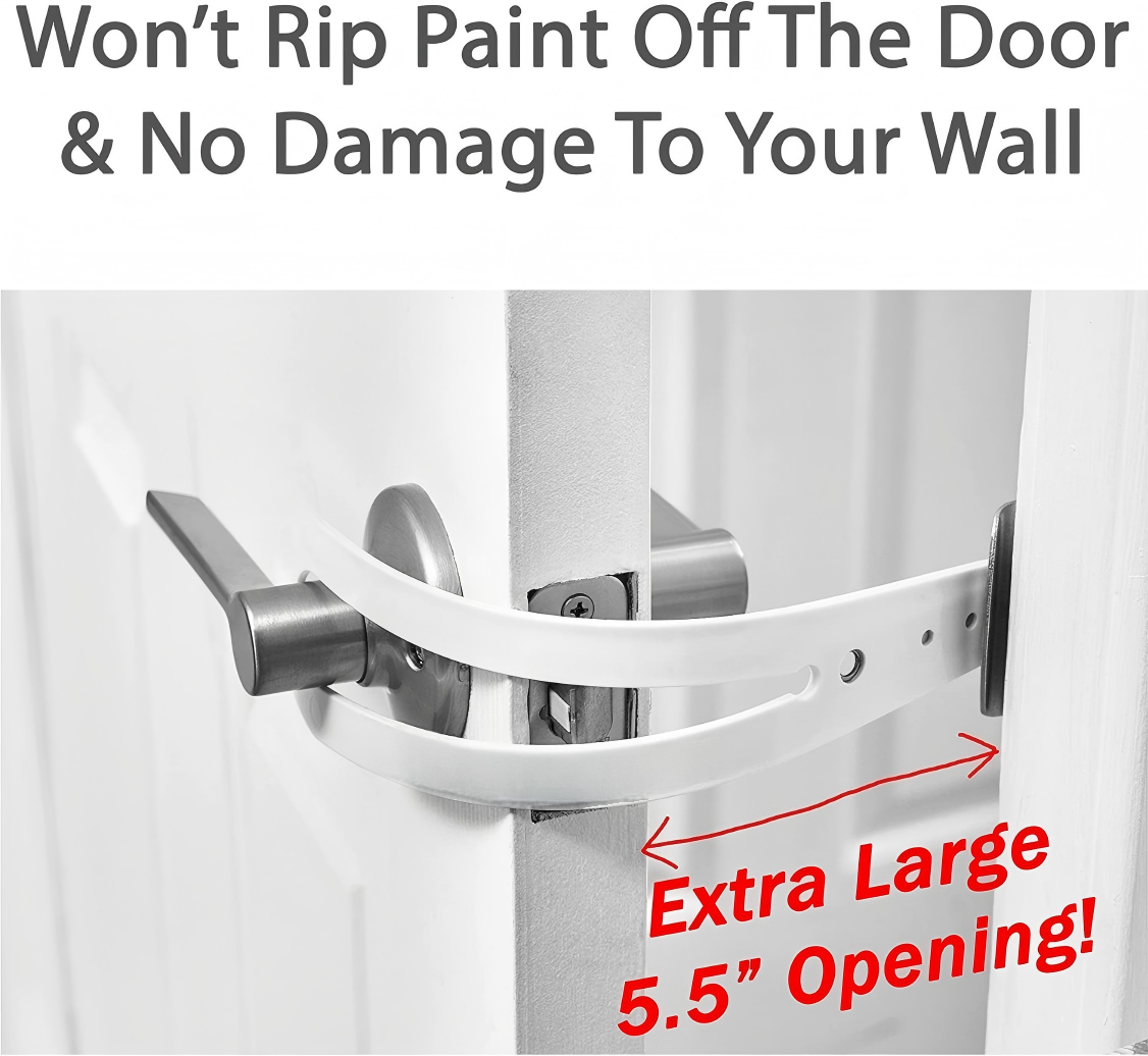 Cat Door Holder Latch - Extra Large Cat Door Alternative Installs Fast Flex Latch Strap Let's Cats in and Keeps Dogs Out of Litter & Food. Safe Baby Proof One Piece No Measuring Extra Easy