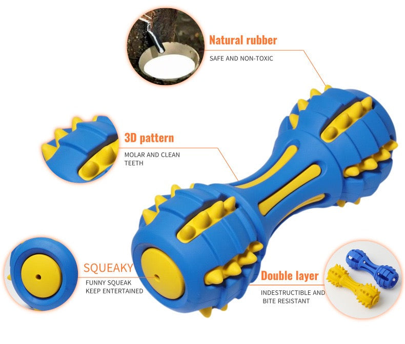Dog Squeaky Toys, Chew Toys for Aggressive Chewers, Rubber Dog Toy, Durable Squeaky Dog Toys for Large Medium Small Dogs,Blue&Yellow