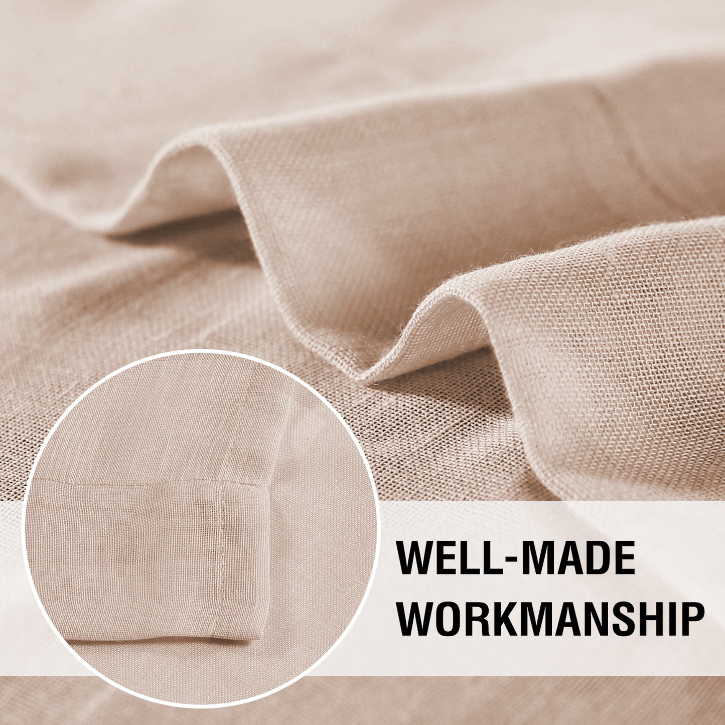 Natural Linen Sheer Curtains 2 Panels, Rod Pocket Semitransparent Semi-Sheer Soft Comfort Privacy Drapes,Natural