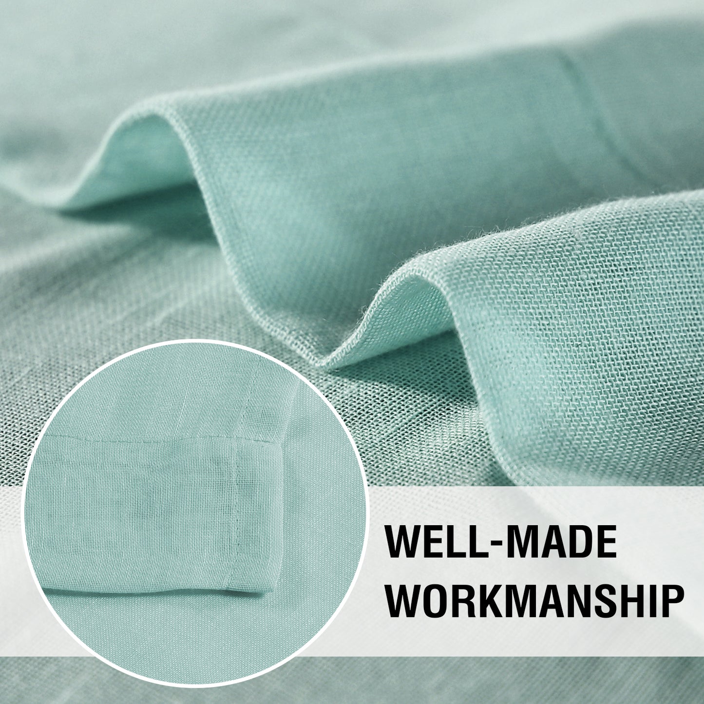 Natural Linen Sheer Curtains 2 Panels, Rod Pocket Semitransparent Semi-Sheer Soft Comfort Privacy Drapes,Sage