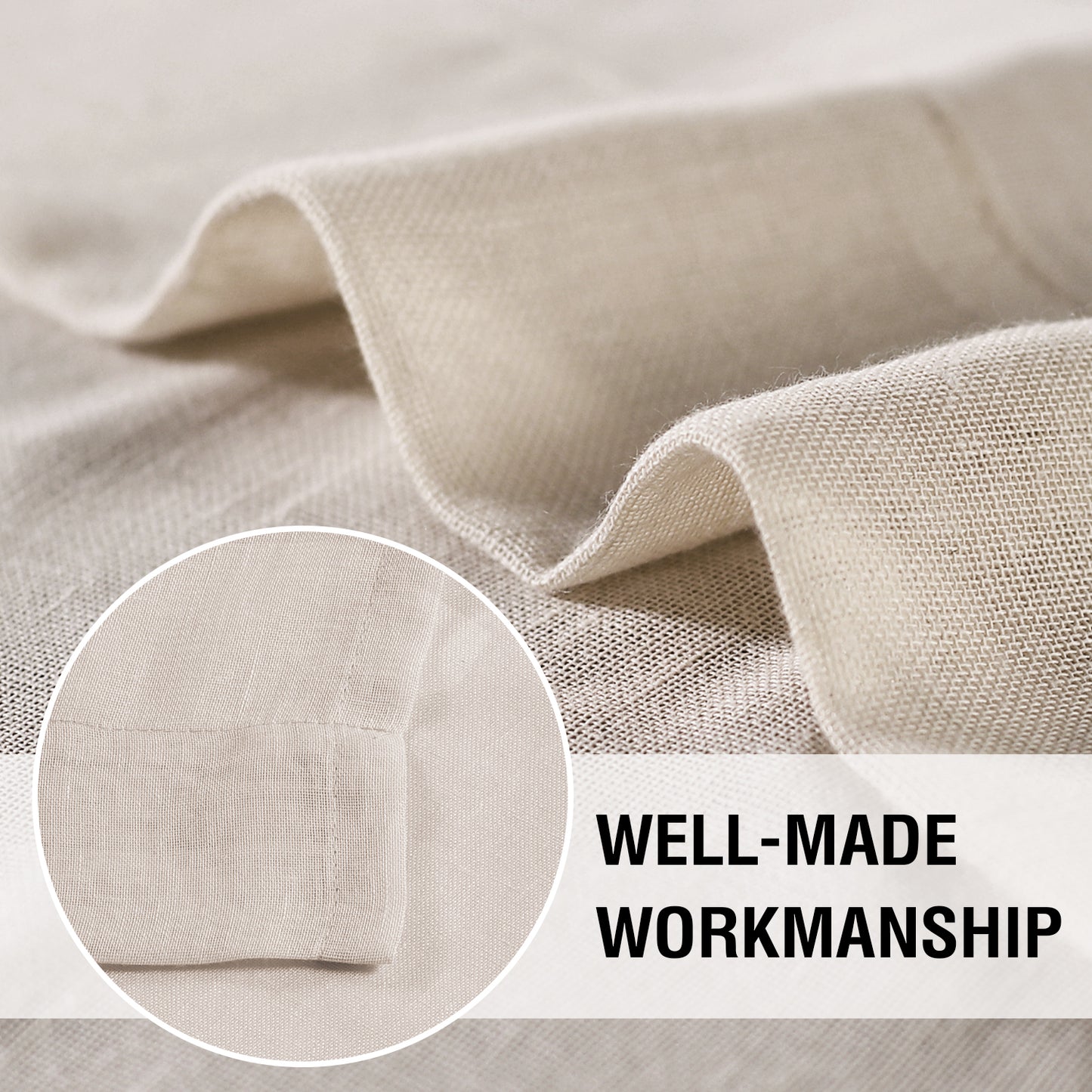 Natural Linen Sheer Curtains 2 Panels, Rod Pocket Semitransparent Semi-Sheer Soft Comfort Privacy Drapes,Linen
