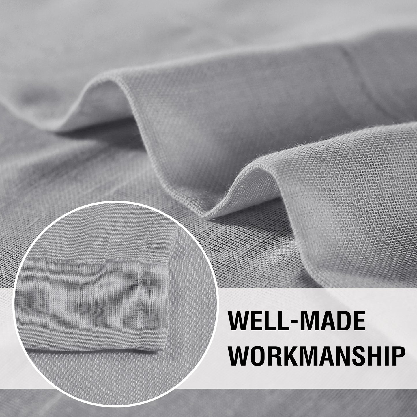 Natural Linen Sheer Curtains 2 Panels, Rod Pocket Semitransparent Semi-Sheer Soft Comfort Privacy Drapes,Grey