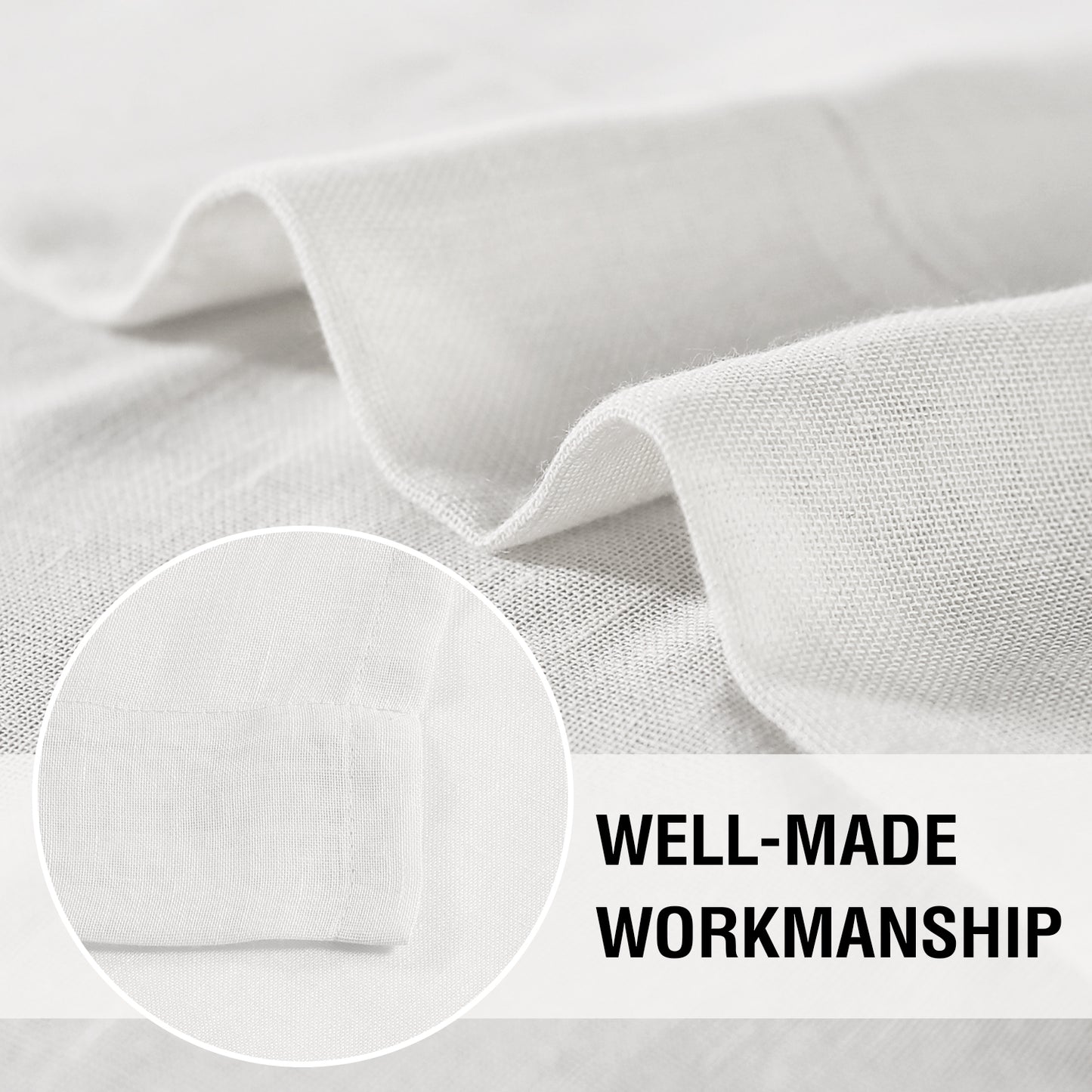 Natural Linen Sheer Curtains 2 Panels, Rod Pocket Semitransparent Semi-Sheer Soft Comfort Privacy Drapes,White
