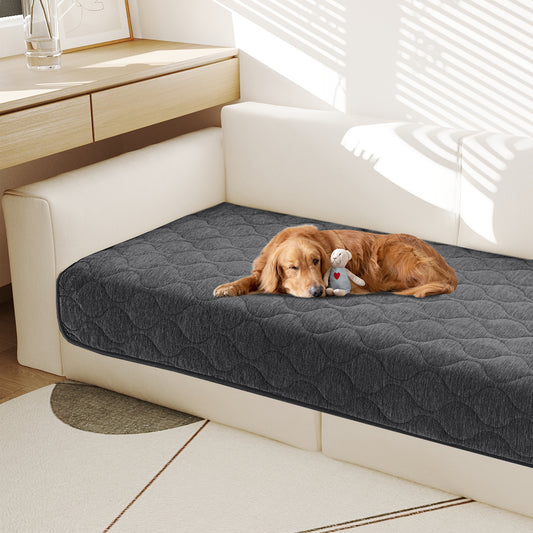 Couch Cover Chenille Pet Fuzzy Sofa Covers for Cushion Couch Anti Slip Washable with Strap Soft Couch Protector Cover for Dogs Cats Kids,Darkgrey
