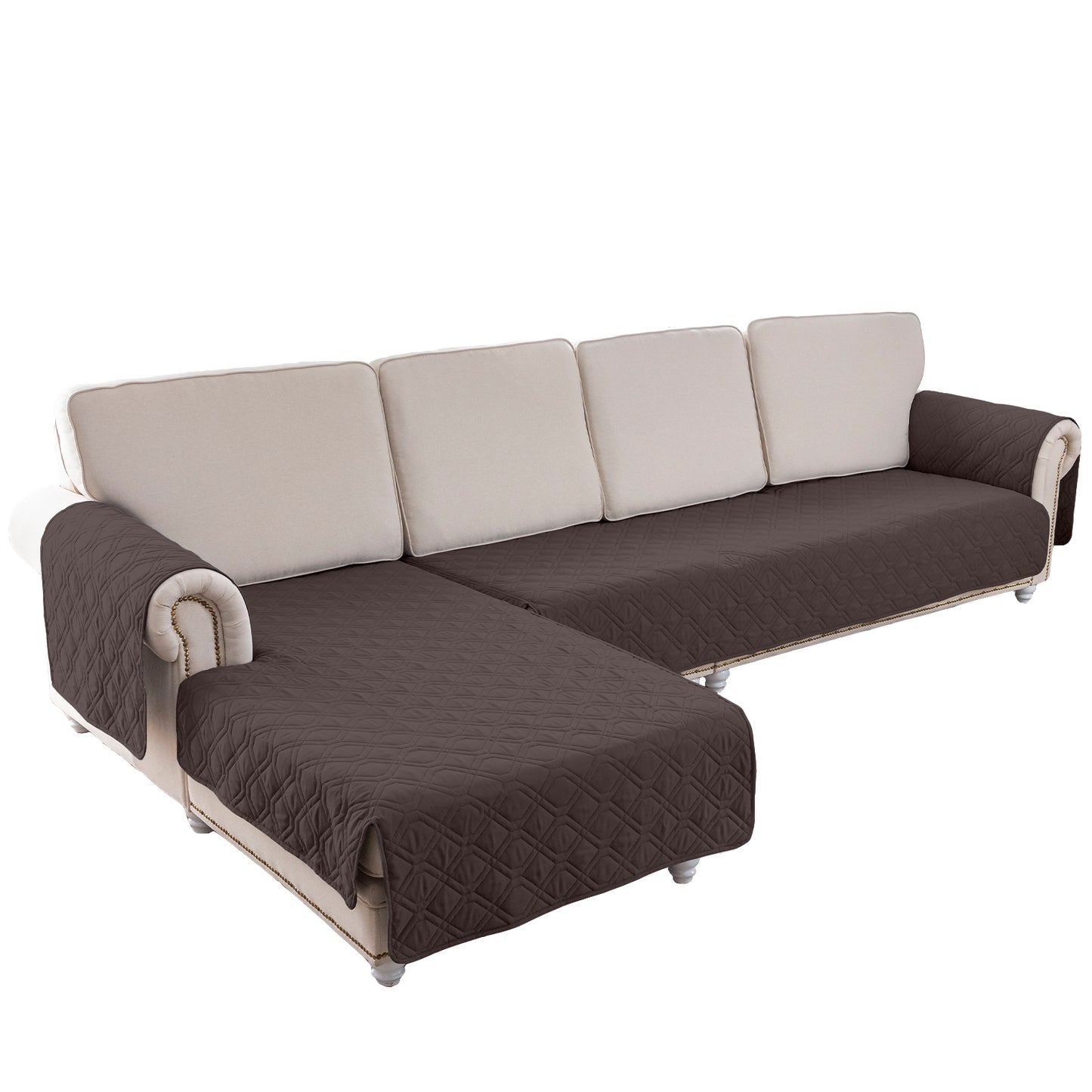 L Shape Sectional Couch Covers 2-Piece 100% Waterproof Pet Couch Covers for Sectional Sofa Washable(Left Chaise + 2/3 Seat Sofa, Chocolate)