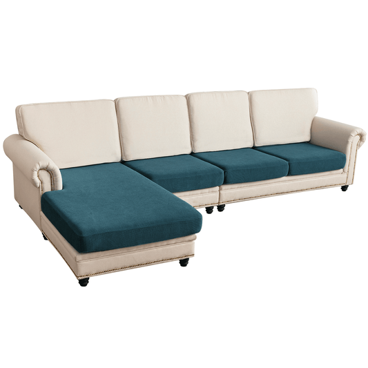 Sectional Couch Covers 4 Pieces Sofa Seat Cushion Covers L Shape Separate Cushion Couch Chaise Cover for Both Left/Right Sectional Couch (Large Sofa 3 Seater + 1 Chaise, Dark Teal)