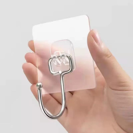 Hanging Heavy Duty Hooks Self Adhesive Towel Coat Hooks Waterproof Transparent Hook for Bathroom Shower Kitchen Keys Improvement Utility Hook,Large