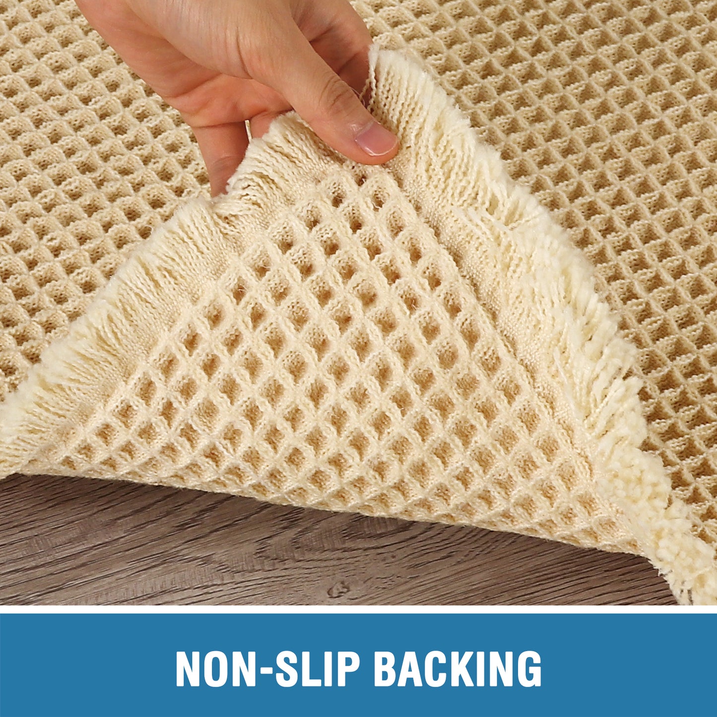 Waffle Bath Mat, Super Absorbent Non Slip Bath Mats for Bathroom Floor, Machine Washable Bathroom Rugs with Tassels,Ultra Soft,Yellow