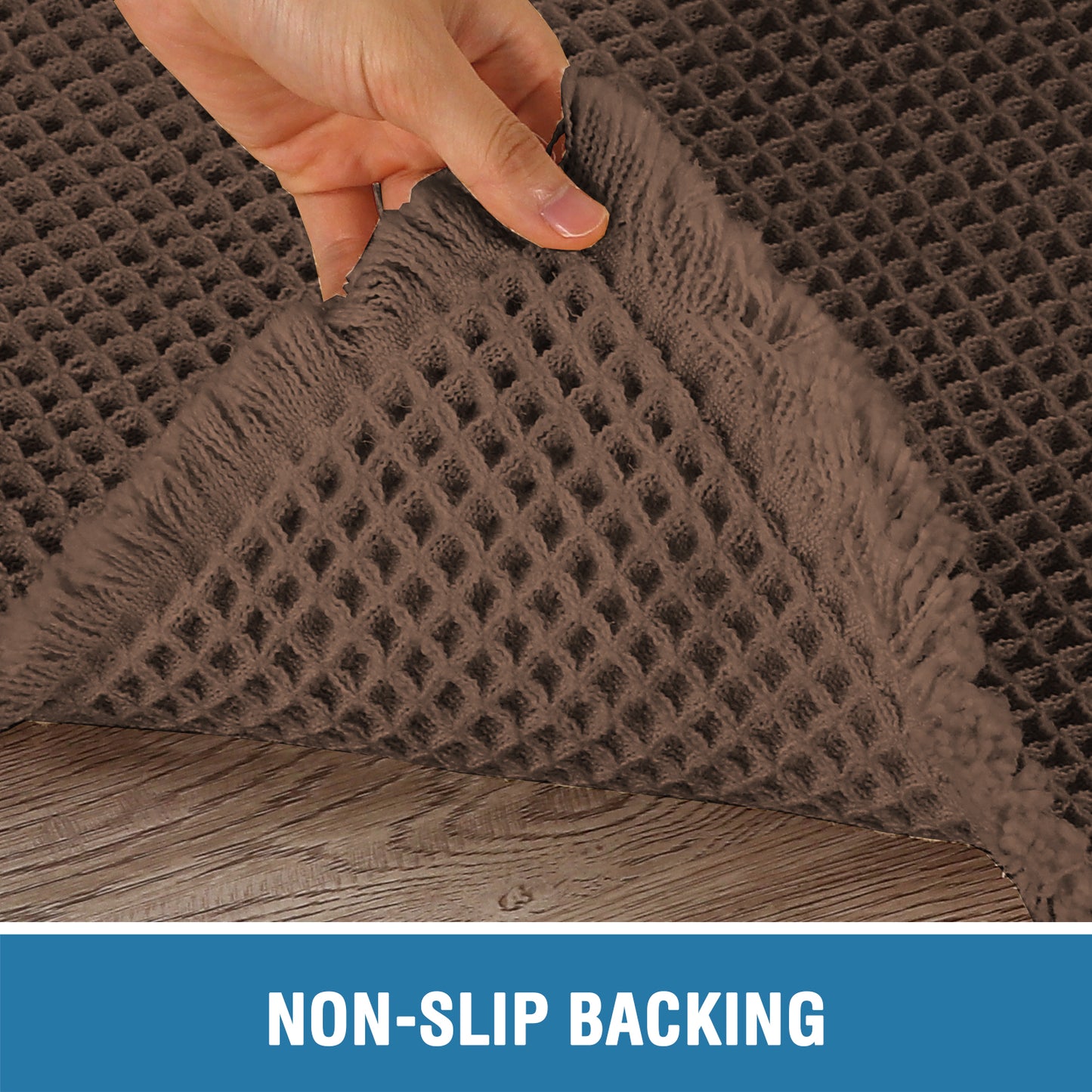 Waffle Bath Mat, Super Absorbent Non Slip Bath Mats for Bathroom Floor, Machine Washable Bathroom Rugs with Tassels,Ultra Soft,Coffee